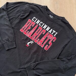 Champion Cincinnati Bearcats Long Sleeve Shirt Mens Large Black Graphic Tee